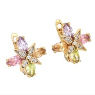 68393 Kolczyki 18K pozłacane 16/16 MM eleganckie "brylantowe" lilie