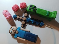 Figurki cukrowe na tort Minecraft