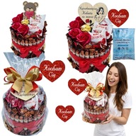 TORT ZE SŁODYCZY PREZENT WALENTYNKOWY DLA NIEJ DZIEWCZYNY ŻONY NARZECZONEJ