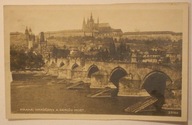 PRAHA - PRAGA, HRADCANY A KARLOV MOST, CZECHY CZECHOSŁOWACJA, CZYSTA, STARA