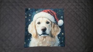 Świąteczny Golden Retriever - dwustronna poszewka na poduszkę