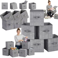 ORGANIZER DO SZAFY NA UBRANIA BIELIZNĘ POJEMNIK SZARY ZESTAW 6 SZT 26x26