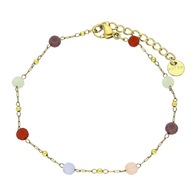 80408 Bransoletka złota stal chirurgiczna kolorowe kryształki