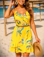 Nowa sukienka letnia żółta z falbaną r. 36/38