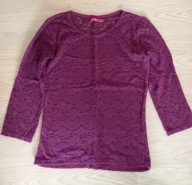 Bershka damska koronkowa bluzka 3/4 rękaw koronka bordo S 36