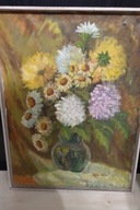 DOM W LIKWIDACJI OBRAZ OLEJNY KWIATY AUTORSTWA ZOFII BATOR