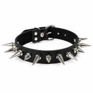 Choker z ćwiekami czarny eko skóra regulowany goth punk 31–41 cm