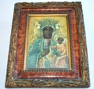 MATKA BOSKA CZĘSTOCHOWSKA STARY OBRAZ PIĘKNA RAMA 31,5 x 25 cm.
