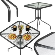 STOLIK OGRODOWY BALKONOWY NA TARAS BALKON KWADRATOWY SZKLANY METALOWY 60X60