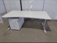 Biurko 180 x 90, białe, reg. wysokości, meble biurowe