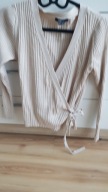 Beżowy sweter kopertowy w prążki L/XL 40/42 Esmara