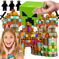 KLOCKI MAGNETYCZNE KOSTKI PIKSELE 3D KONSTRUKCYJNE +PUDEŁKO MINECRAFT 150EL