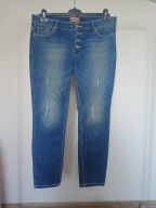 46 48 spodnie dżins proste janina slim strecz ze średnim stan niebieskie