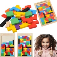 GRA PLANSZOWA KLOCKI DREWNIANE LOGICZNA UKŁADANKA ZABAWKA WIELKANOC