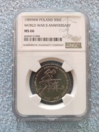 500 ZŁ 1989 50 ROCZNICA WOJNY OBRONNEJ NGC MS66