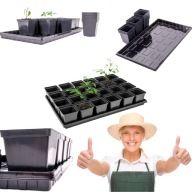 DONICZKI PLASTIKOWE DO ROZSADY PRODUKCYJNE KWADRATOWE 0,5L 15 SZT + TACKA