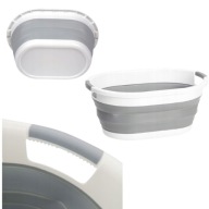 KOSZ NA PRANIE MISKA SKŁADANA SILIKONOWA DUŻA WANIENKA OKRĄGŁA SZARA 25L