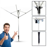 SUSZARKA OGRODOWA NA PRANIE OBROTOWA 60M SKŁADANA NOWA Z KOTWĄ POKROWIEC