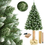 CHOINKA SZTUCZNA NA PNIU DIAMENTOWA 160 CM GĘSTA OŚNIEŻONA SOSNA PREMIUM