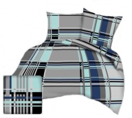 pościel z kory 200x200 + 2x 70x80 guzik K 117 krata granat mięta