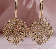 KOLCZYKI śwąteczne gold rose ażurowe drzewo życia