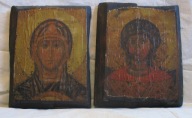 Ikona x 2 szt. papier na desce, ok.1960-70