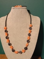 Komplet biżuterii z korala i hematytu