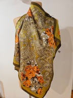 Milanówek apaszka chusta chustka kwiaty folk vintage PRL 67x70cm