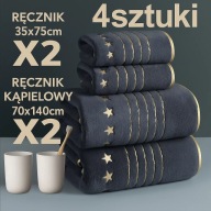 Zestaw 4 Luksusowych Ręczników – Ultra Miękkie, Haftowane, ze Złotą Nicią
