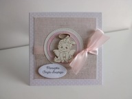 Kartka na Chrzest ręcznie robiona handmade aniołek