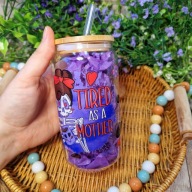 Kubek szklanka 500ml ze słomką i pokrywką prezent na Dzień Matki handmade