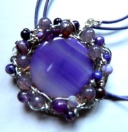 Fioletowe agaty, unikatowy wisior, projekt autorski, unikat