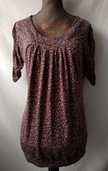Bluzka/tunika brązowa w kolorowe kropki - L