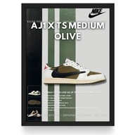 Plakat Jordan 1 x Travis Scott "Medium Olive"/White/ (Czarna/Biała Ramka)