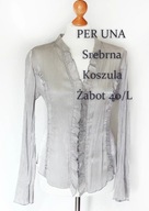 PER UNA**Włoska Koszula Elegancka Szara Srebrna Żabot**Gnieciona**40/L