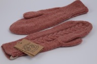 Wełniane rękawiczki damskie jednopalczaste, merino, blush, terrakota
