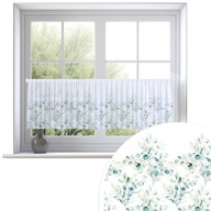 ZAZDROSTKA GOTOWA FIRANA Z WOALU LIŚCIE WZÓR BIAŁA 150X50 CM