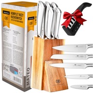 NOŻE W BLOKU KOMPLET ZESTAW NOŻY KUCHENNYCH 5SZT. +OSTRZAŁKA DO NOŻY STOJAK