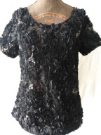 Bluzka czarna z kwiatami 3D - rozm. M