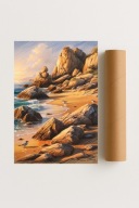 Plakat bez ramy 50x70cm Kamienista plaża, natura, morze | Pomysł na Prezent