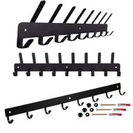 WIESZAK ŚCIENNY NA UBRANIA KURTKI KLUCZE 17 HACZYKÓW 50CM CZARNY PRZEDPOKÓJ