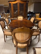 KOMPLET STYLOWY WŁOSKI STÓŁ + 6 KRZESEŁ ORZECH + WITRYNA meble stylowe nr2