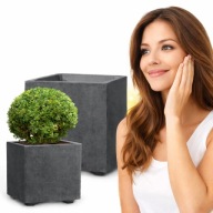 DONICA DUŻA OGRODOWA DONICZKA KWIETNIK DOMOWY KWADRATOWA 39 CM ANTRACYT