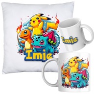 ZESTAW URODZINY Kubek+Poduszka POKEMON imię PERSONALIZACJA PONAD 20 WZORÓW