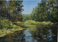 Rzeka" obraz olejny na płótnie 30x40cm , oryginał Garncarek Al,,,
