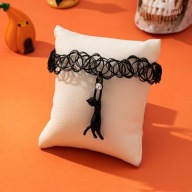 NASZYJNIK PERŁY DIAMENTY PERŁAMI KOLIA CHOKER SEXY GOTH kot kotek cyrkonia