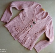 BIBA M alpaka wełna baby pink rozpinany perły hit