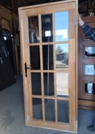 NOWE DRZWI Zewnętrzne Drewniane Sosnowe Szprosy Wejściowe 91x202cm