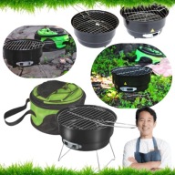 GRILL WĘGLOWY MAŁY OGRODOWY PRZENOŚNY STALOWY RUSZT 26x26CM+POKROWIEC