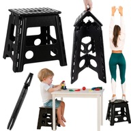 TABORET SKŁADANY STOŁEK ANTYPOŚLIZGOWY ZE SCHODKIEM PLASTIKOWY CZARNY